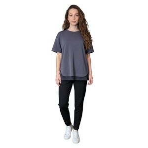 Member's Mark Sandwash Tee Women's Charcoal Gray XS Layered Look